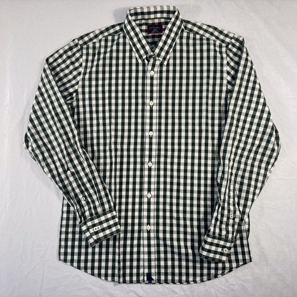 UNTUCKit Forest Green and White Plaid Button Down Shirt (Slim Fit) - Picture 3 of 6